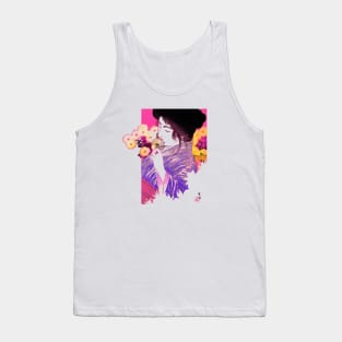 Woman with chrysanthemums. Japanese Tank Top